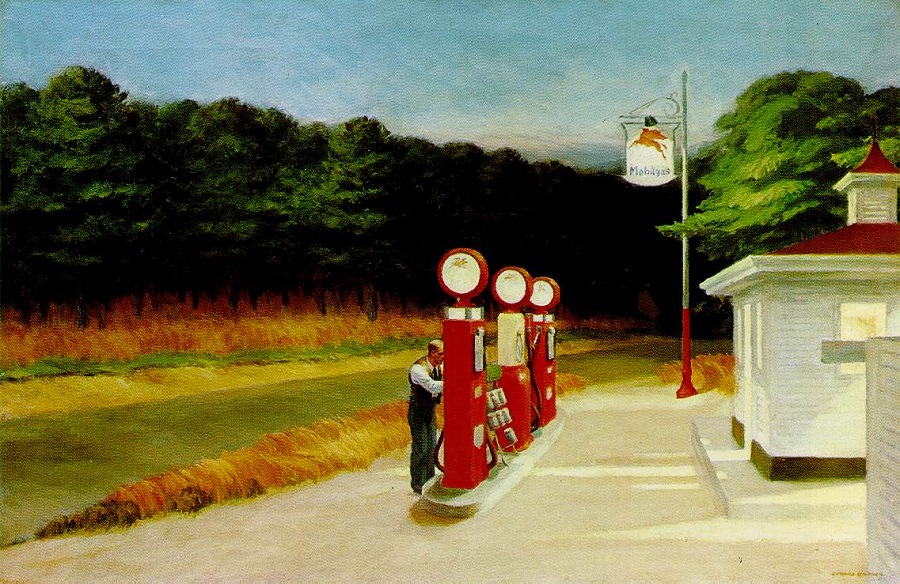 900x584 Gas, 1940 By Edward Hopper - Gas Station Painting