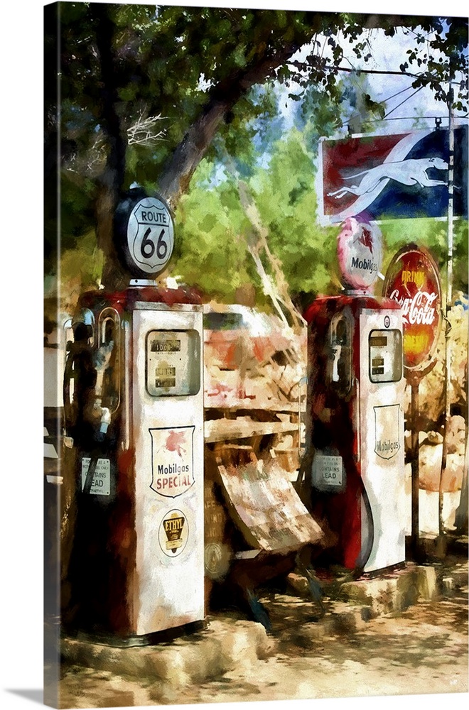 660x1000 Gas Station, Wild West Painting Series Wall Art, Canvas Prints - Gas Station Painting