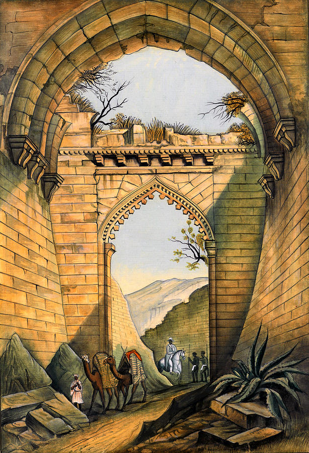 614x900 Delhi Gate Historical Monuments India Poster Miniature Painting - Gate Painting