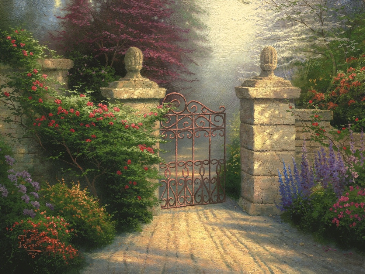 1200x902 Open Gate, The Limited Edition Art The Thomas Kinkade Company - Gate Painting