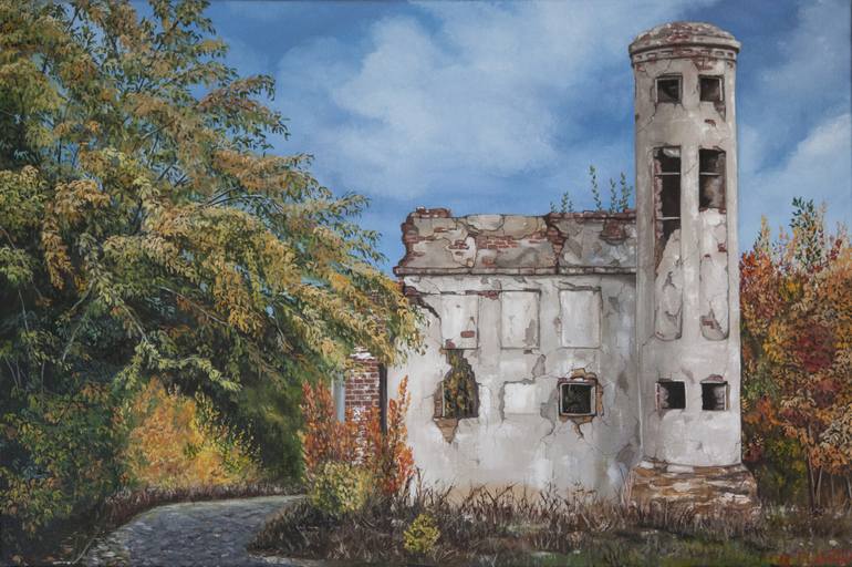 770x512 Saatchi Art Abandoned Gate Painting By Tania Lamzina - Gate Painting