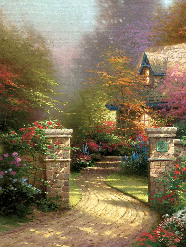 726x960 Thomas Kinkade Rose Gate Painting - Gate Painting