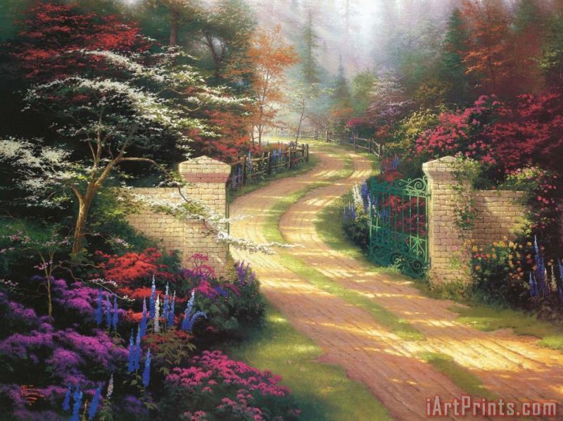 800x598 Thomas Kinkade Spring Gate Painting - Gate Painting