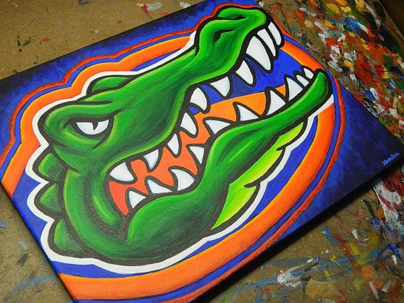 570x428 Flroida Gators Painting Sports Art College Football By Crockerart - Gator Painting