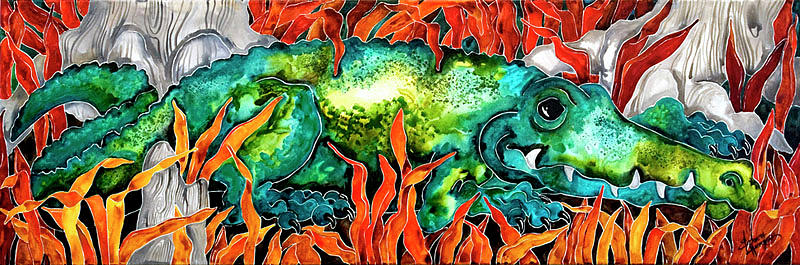 800x265 Gator Painting By Elizabeth Huffmaster - Gator Painting