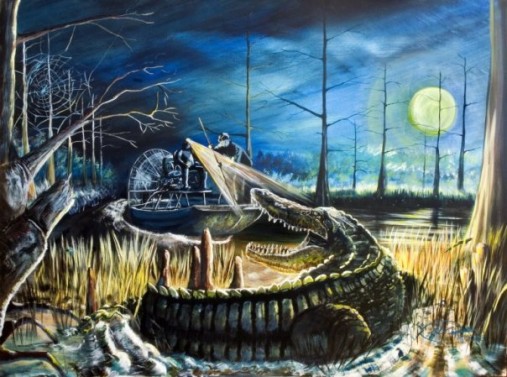 507x377 Canvas Art Original Paintings By John Thomas Dispennette - Gator Painting