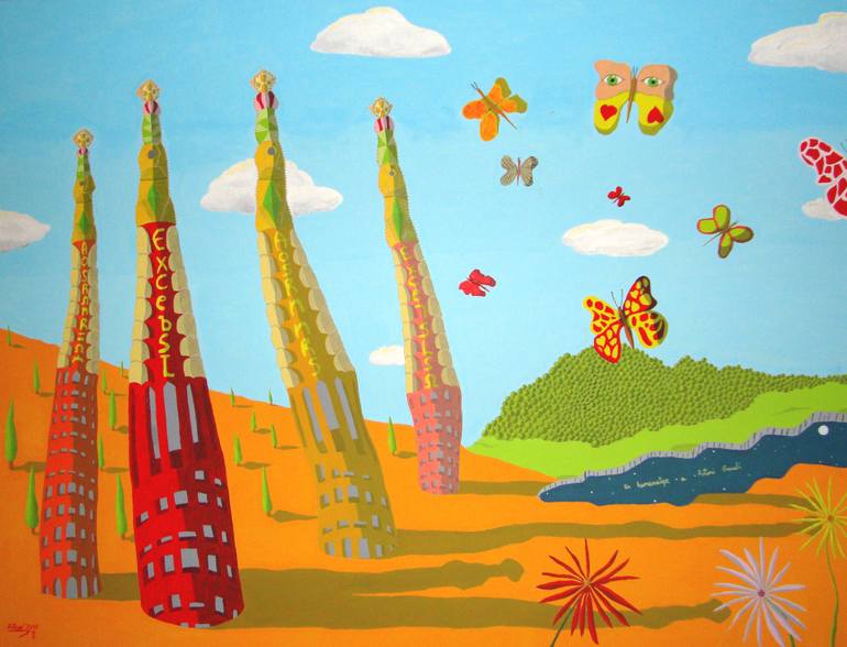 770x588 Saatchi Art Un Homenatge A Antoni Gaudi Painting By Esteve Navarrete - Gaudi Painting