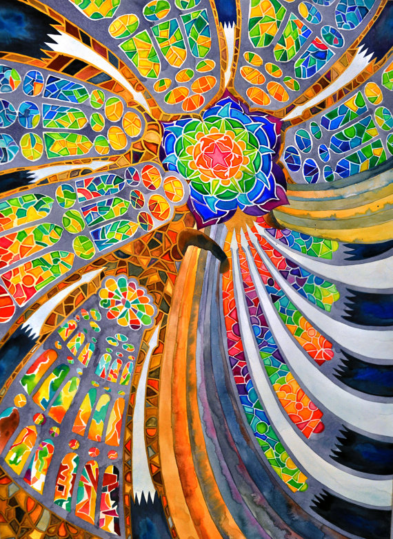 570x780 Sagrada Familia (Barcelona Spain Travel Rainbow Trippy Spiritual - Gaudi Painting
