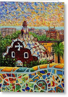 236x335 Barcelona View At Sunrise - Gaudi Painting