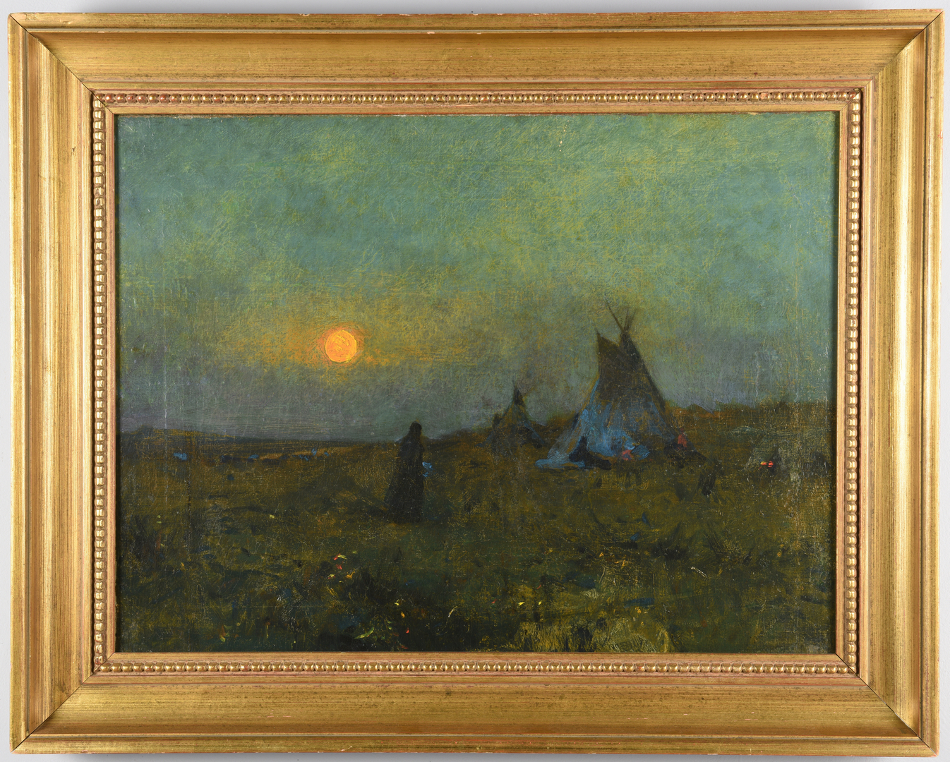 1346x1080 Lot 176 Gilbert Gaul Oc, Indian Encampment - Gaul Painting