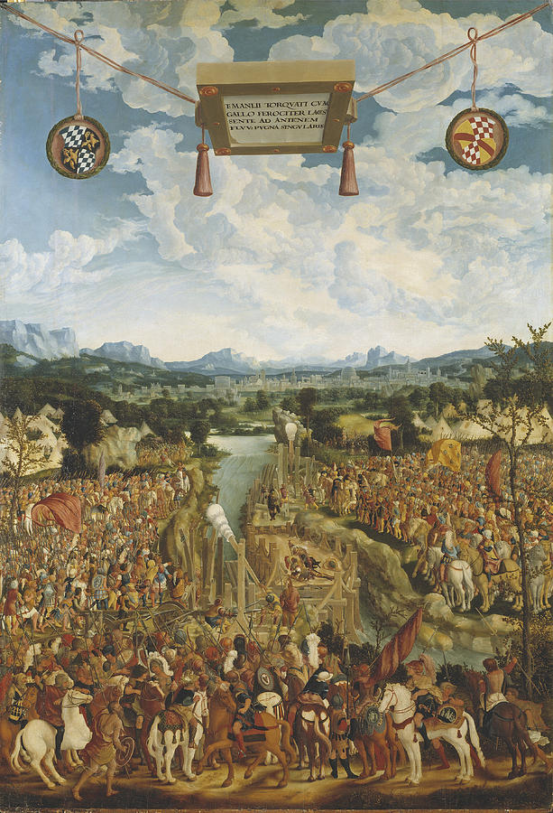 613x900 Manlius Torquatus Fighting A Gaul Painting By Ludwig Refinger - Gaul Painting