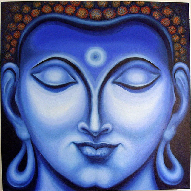 640x640 Ashok Revankar Artwork Gautam Buddha Face I Original Painting - Gautam Buddha Painting