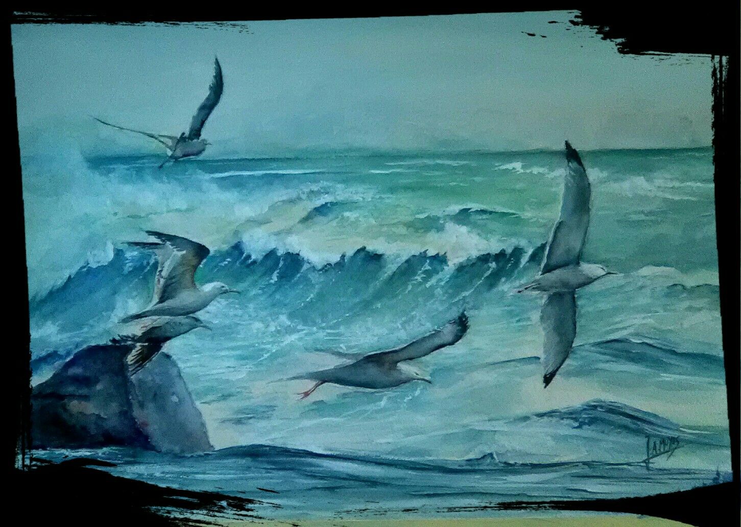1451x1032 Gaviotas. Acuarela Pintada Por Juan Antonio Muyas Acuarelas - Gaviotas Painting