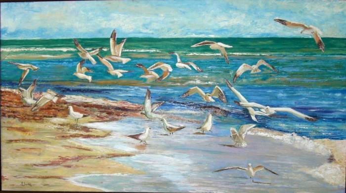 700x391 Las Gaviotas M. Yolanda Siatoa. M - Gaviotas Painting
