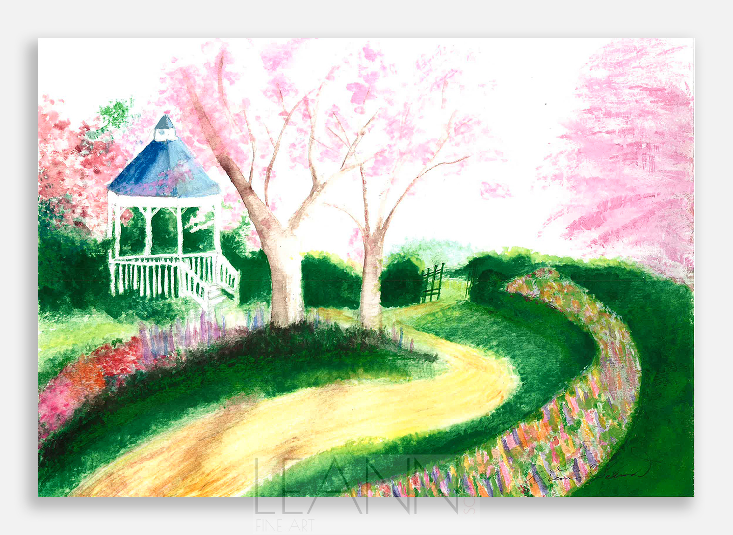 1438x1050 Gazebo Garden Leann Schmidt Fine Art - Gazebo Painting