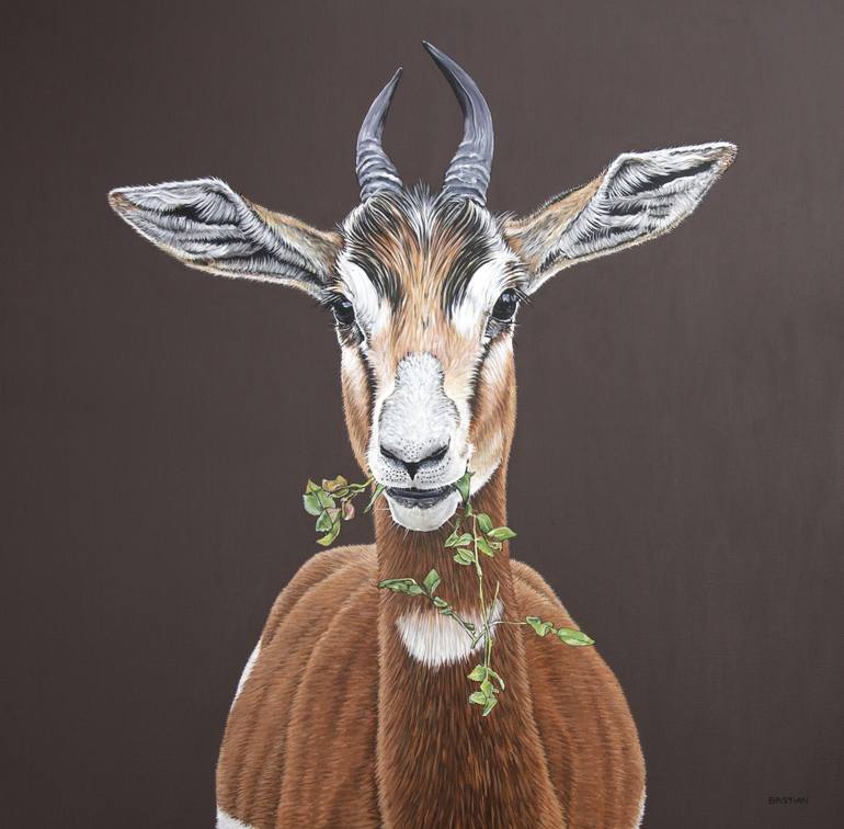770x756 Saatchi Art Gazelle (Dama Mhorr) Painting By Clara Bastian - Gazelle Painting
