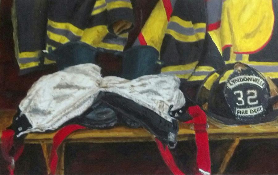 900x569 Firefighter Gear Painting By Kayla Twardowski - Gear Painting
