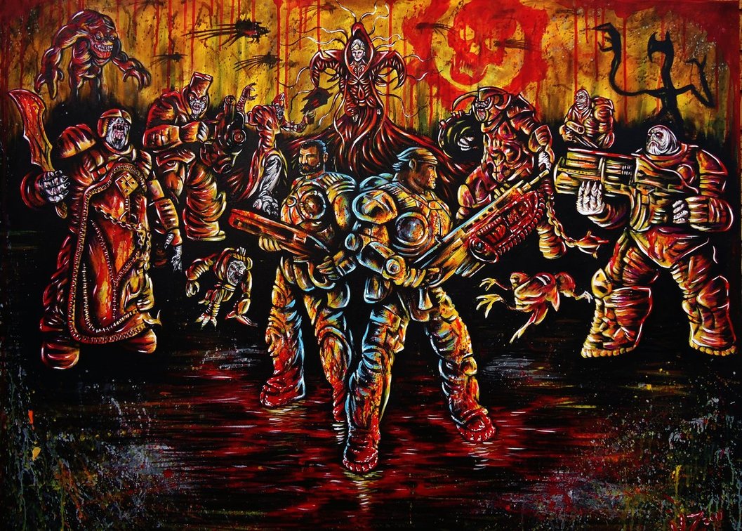1057x756 Gears Of War Contest Painting By Vanzanto - Gears Of War Painting