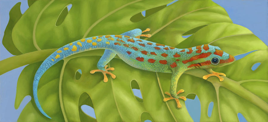 900x410 Gecko Painting By Laura Regan - Gecko Painting