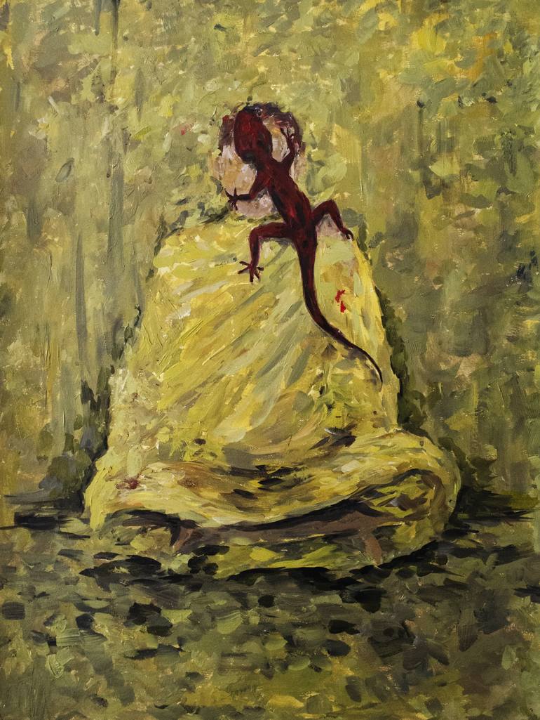 770x1025 Saatchi Art The Meditator And The Gecko Painting By Sheryl Yang - Gecko Painting