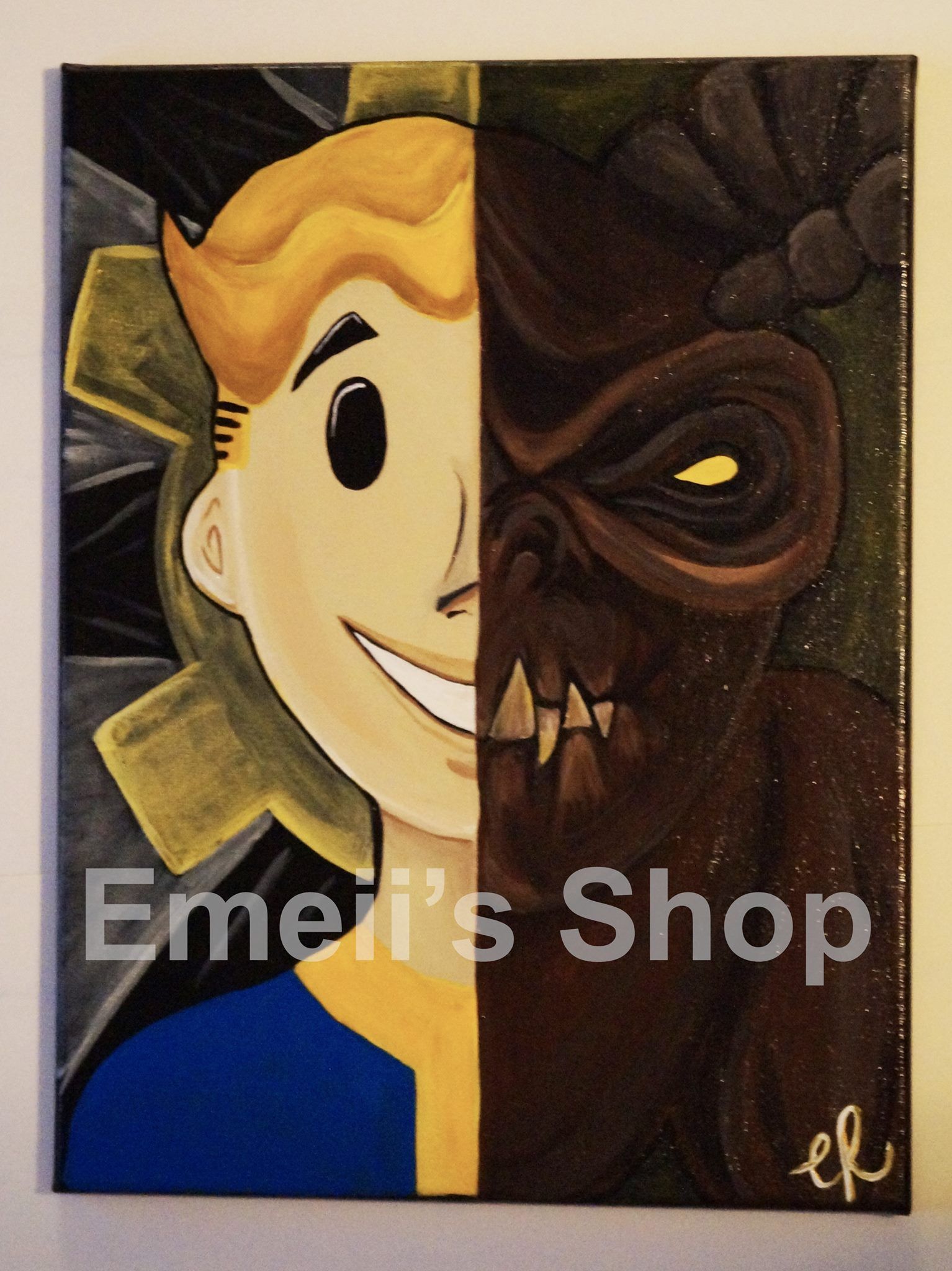 1534x2048 Painting Fallout's Vault Boy Vs. Deathclaw Paint Games, Pip - Geek Painting