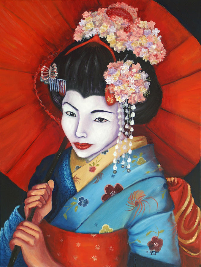 Geisha Girl Painting at PaintingValley.com | Explore collection of ...