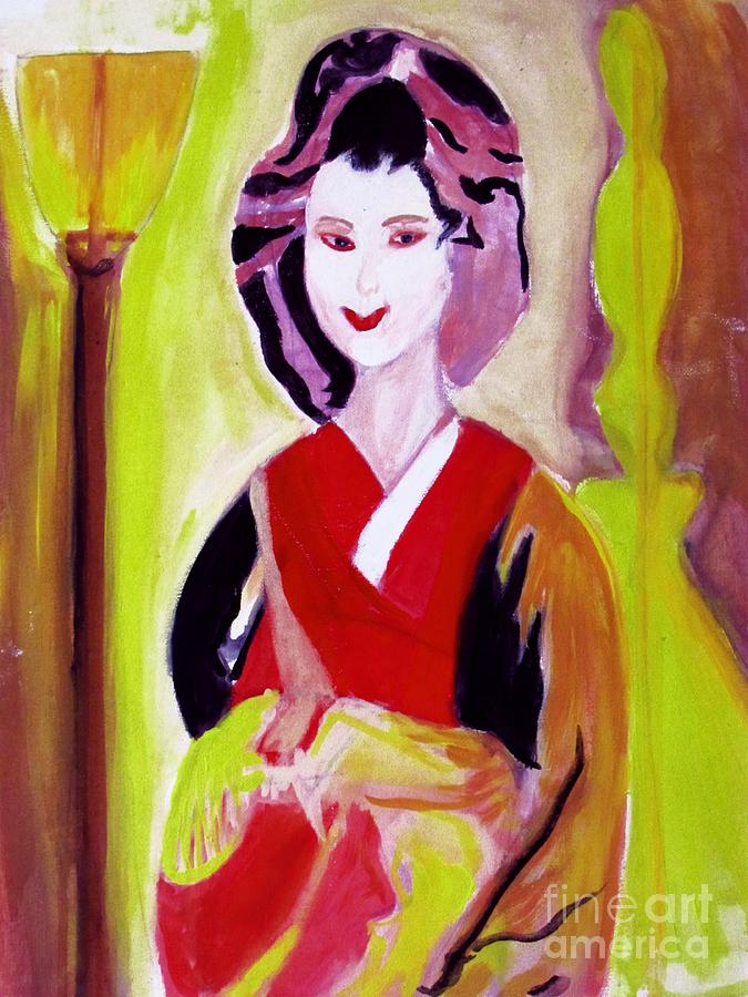 675x900 Geisha Girl Portrait Painted With Picasso Style Painting By - Geisha Girl Painting