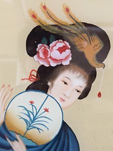 225x300 Geisha Girl Reverse Glass Painting 16 Wide, 22 12 Tall With 1 - Geisha Girl Painting