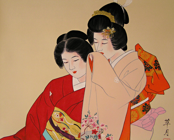 600x483 Ns 20002 [ Two Geisha Girls ] Japanese Brand New Bijin Figure - Geisha Girl Painting