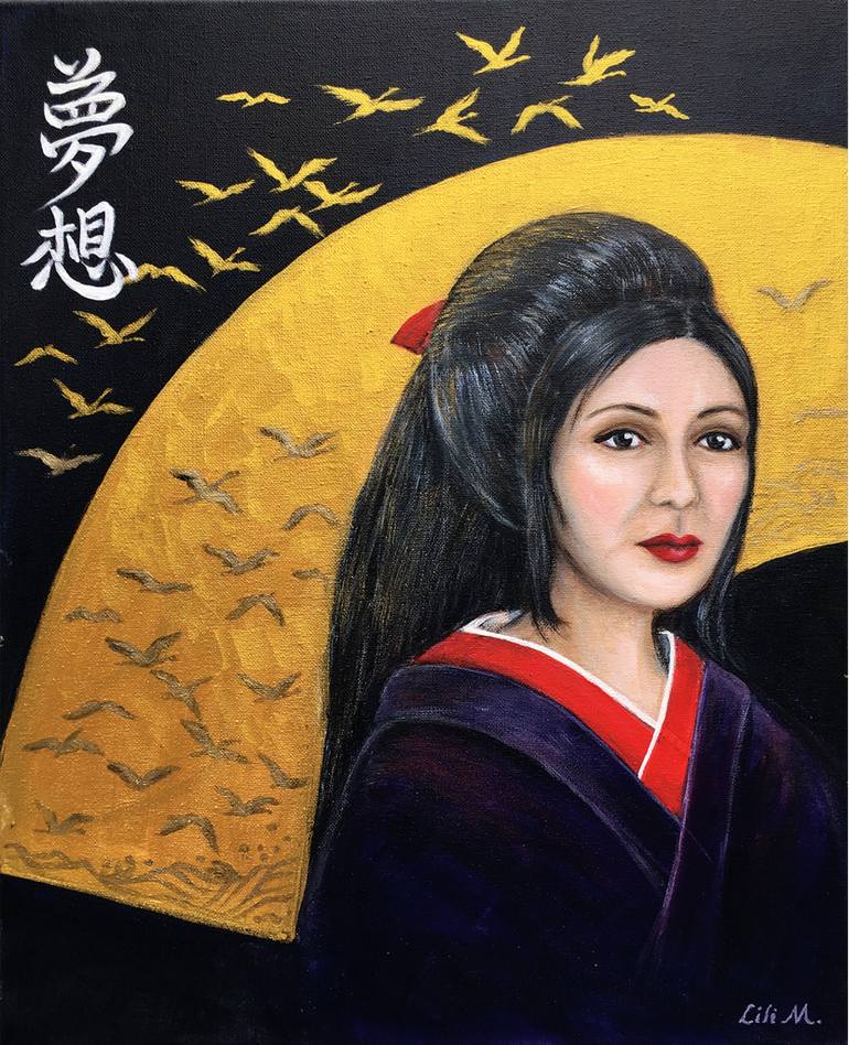 770x948 Saatchi Art Dreamy Japanese Geisha Girl In Kimono Painting By - Geisha Girl Painting