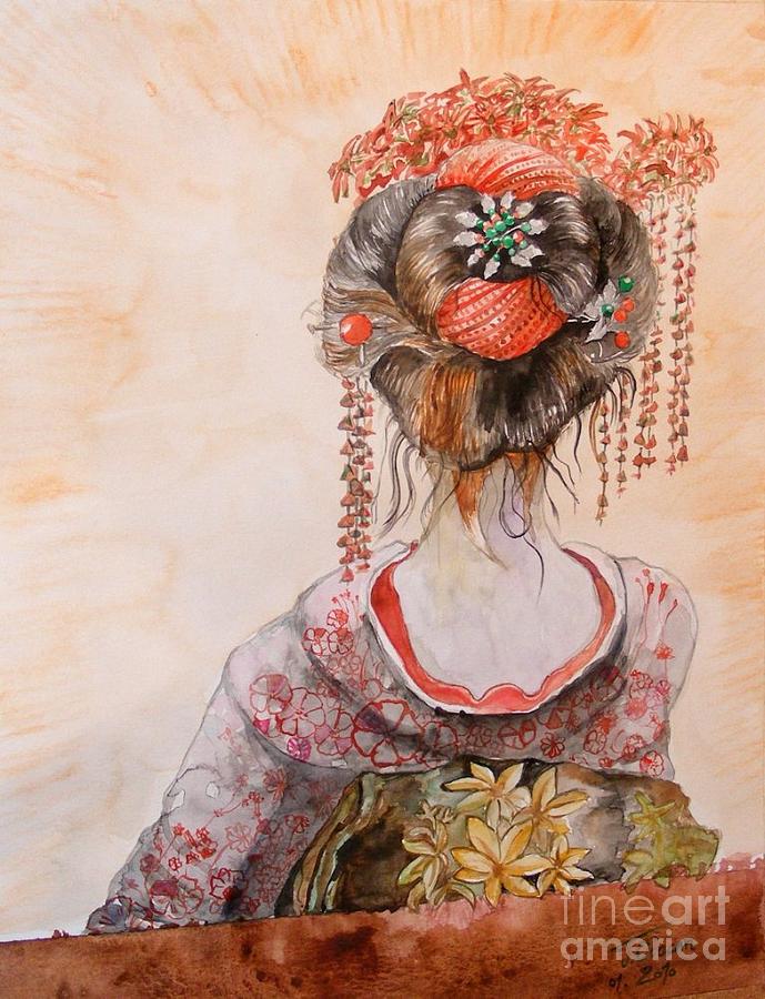 689x900 Geisha Painting By Ciocan Tudor Cosmin - Geisha Painting