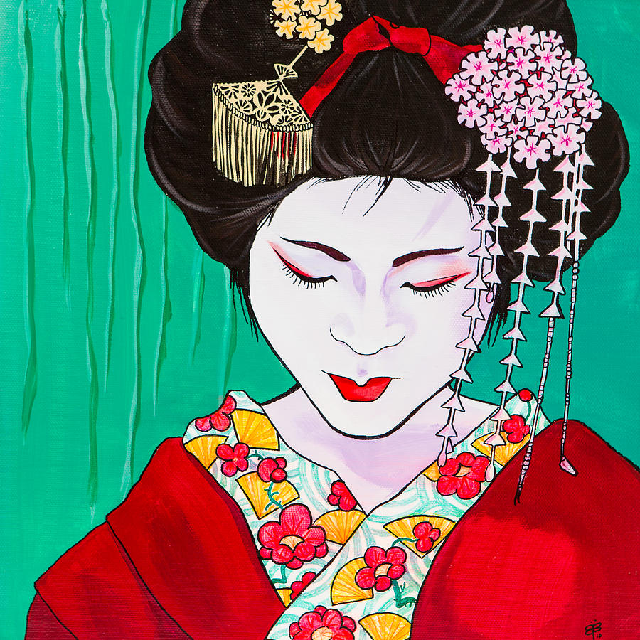 900x900 Geisha Painting By Emily Brantley - Geisha Painting