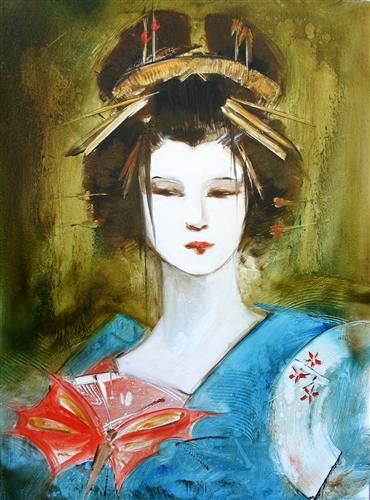 370x500 Original Art For Sale - Geisha Painting
