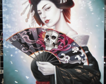 340x270 Geisha Girl Painting Japanese Woman Art Watercolor Artwork - Geisha Painting