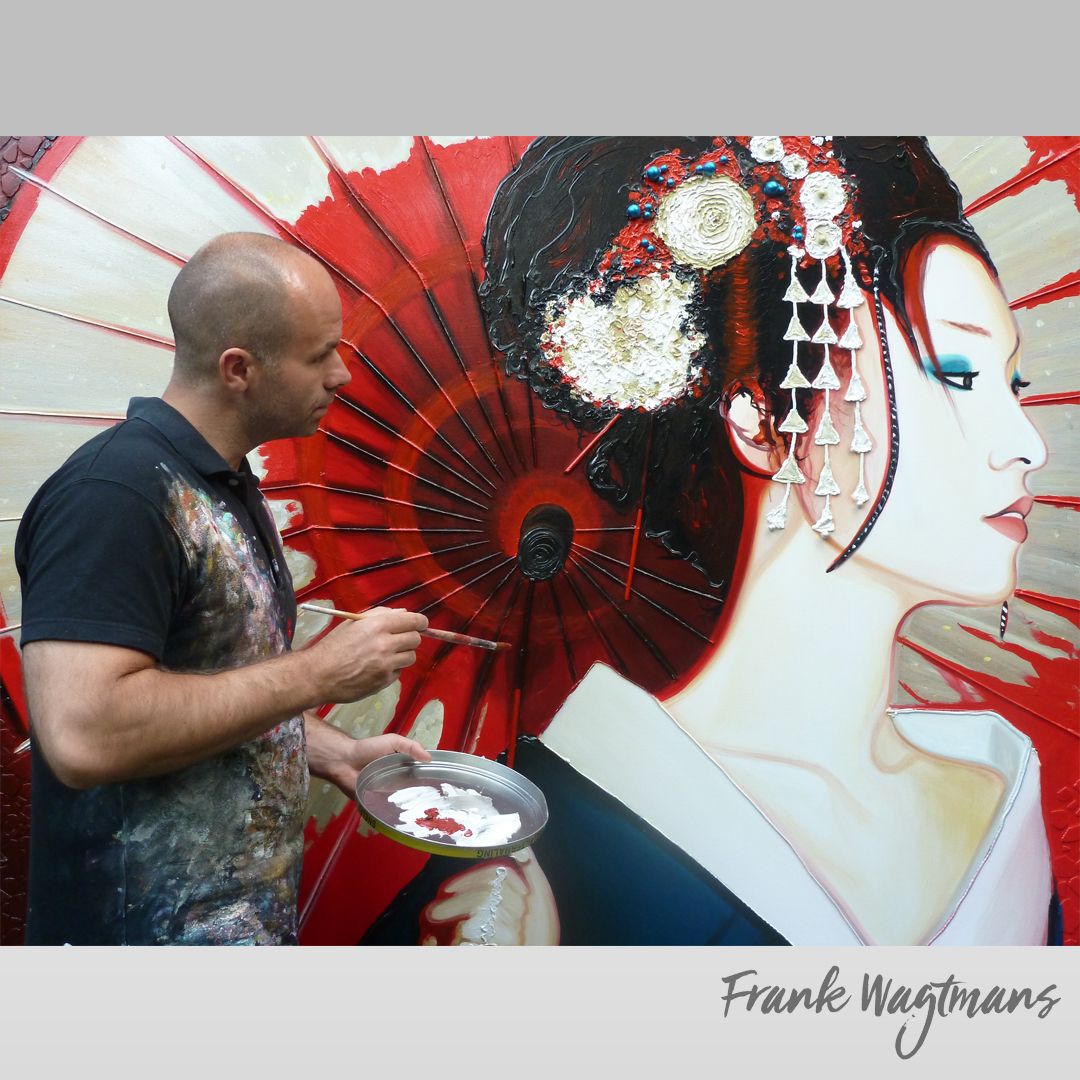 1080x1080 Huge Painting. Geisha Portrait Art. Hand Painted Portrait By Dutch - Geisha Painting Canvas