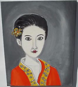 266x300 Original Portrait My Geisha Canvas Art Acrylic Painting Signed By - Geisha Painting Canvas