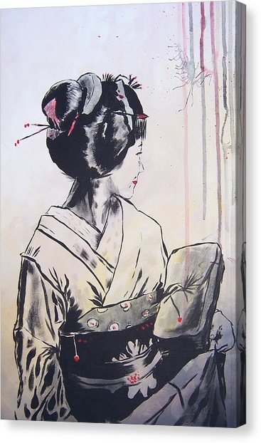367x622 The Geisha Painting By Michael Leporati - Geisha Painting Canvas