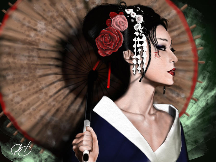 900x675 The Geisha Painting By Pete Tapang - Geisha Painting Canvas