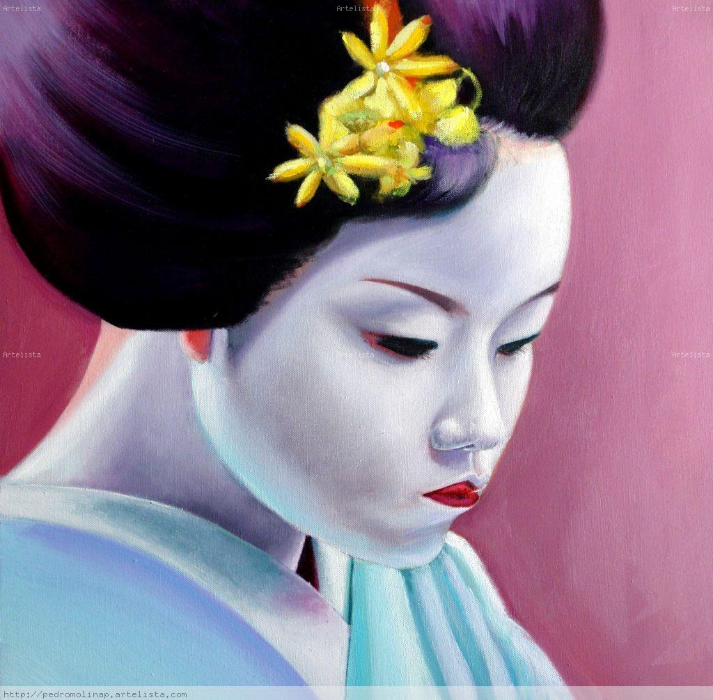 1024x1005 Geisha Pedro Manuel Molina - Geisha Painting Canvas