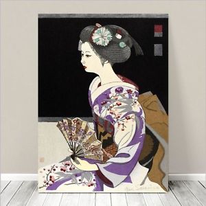 300x300 Beautiful Japanese Geisha Art ~ Canvas Print 8x12 Girl With Fan - Geisha Painting Canvas