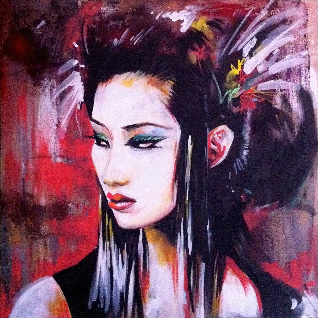 1024x1024 Geisha - Geisha Painting Canvas