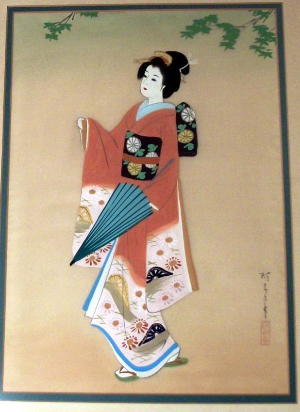 618x850 Watercolor Painting Of Beautiful Japanese Geisha - Geisha Watercolor Painting