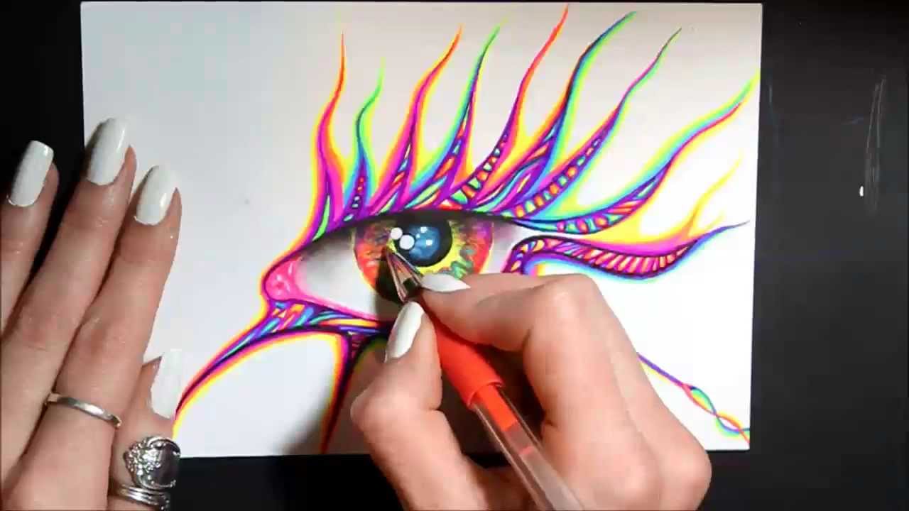 1280x720 Gel Pen Art Eye - Gel Pen Painting