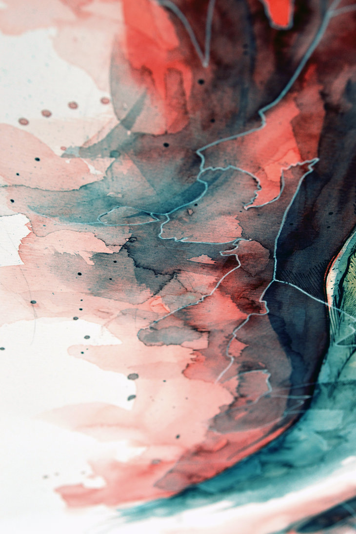 730x1095 Watercolor, Gel Pen Texture Iv By Jane Beata - Gel Pen Painting