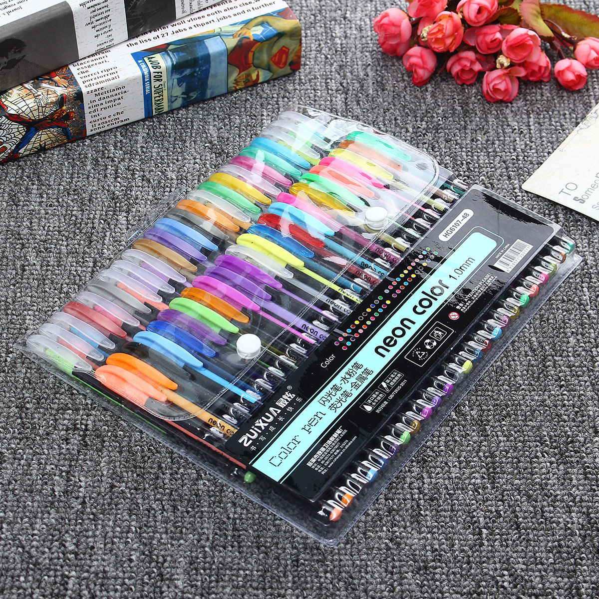 1200x1200 48 Pcs Multicolor Gel Pen Set Adult Coloring Book Ink Pens Drawing - Gel Pen Painting