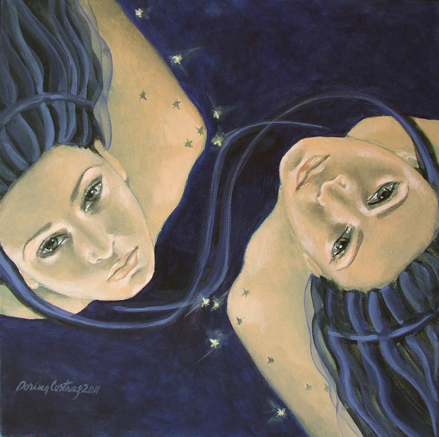 900x896 Gemini From Zodiac Series Painting By Dorina Costras - Gemini Painting