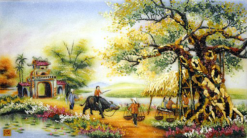 500x279 The Art Of Painting With Crushed Gems Thu Dong Rice Painting - Gemstone Art Painting