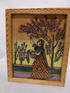225x300 Gemstone Painting Hand Carved Wood Trinket Box Woman Picking - Gemstone Painting