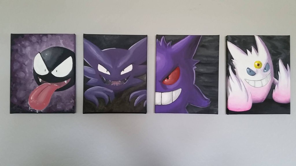 1024x576 Gengar Family By Nikker - Gengar Painting