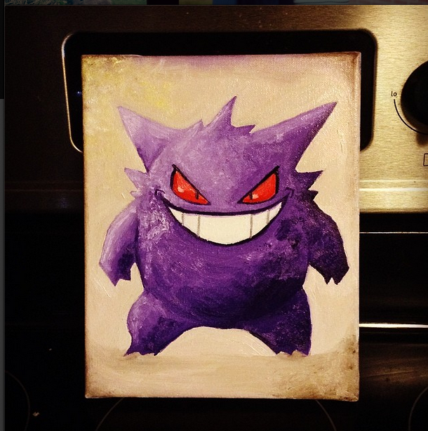 610x614 Gengar With Oil Paint, 8x10 Canvas - Gengar Painting